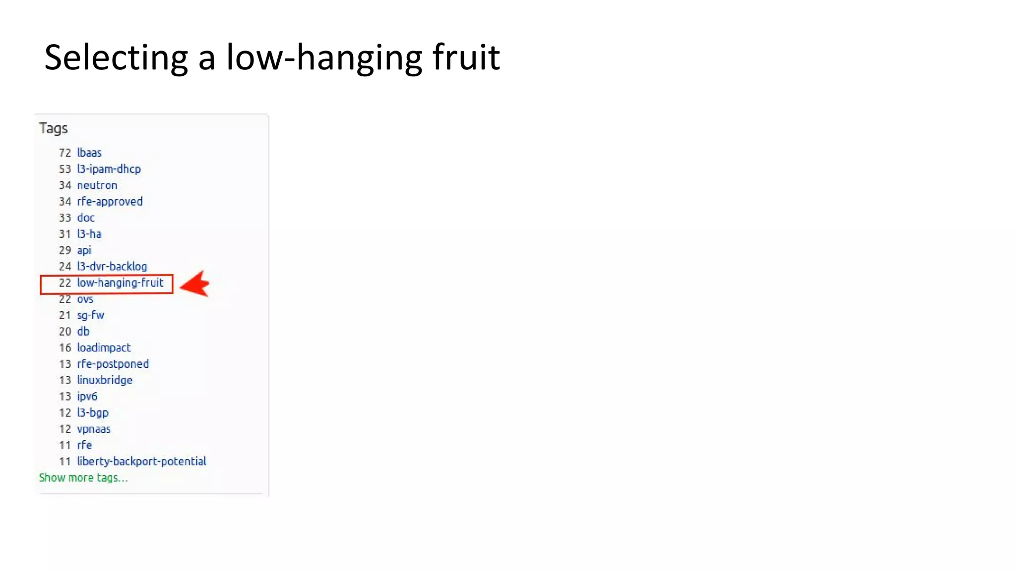 Selecting a low-hanging fruit
 