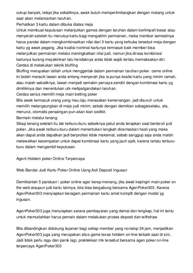 Trik Bermain Poker Online Uang Asli Trik Bermain Poker Online Uang Asli