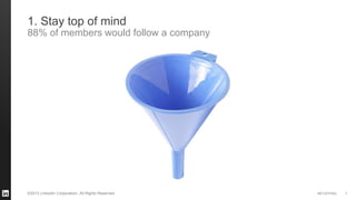 #STAFFING 
©2013 LinkedIn Corporation. All Rights Reserved. 
7 
1. Stay top of mind 
88% of members would follow a company 
 