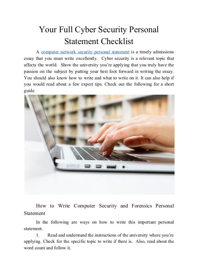 Your Full Cyber Security Personal Statement Checklist