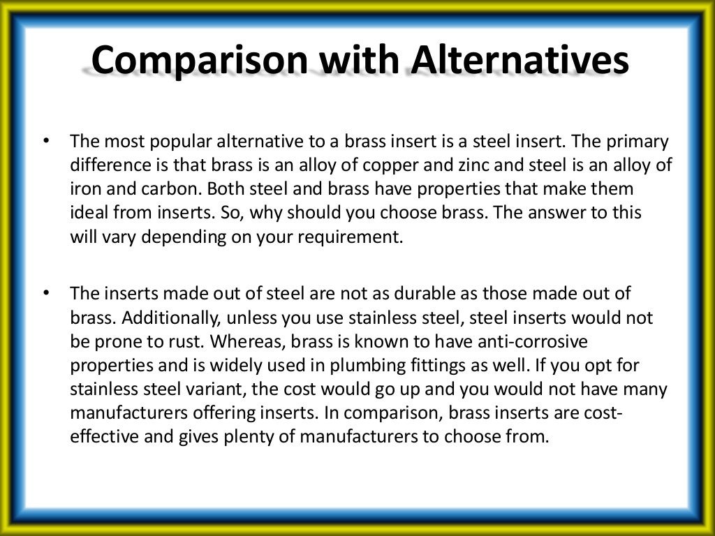 3 types of Brass Inserts & Comparison with Alternatives