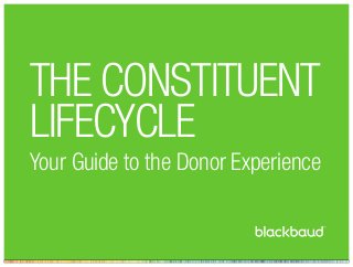 THE CONSTITUENT
LIFECYCLE
Your Guide to the Donor Experience
 