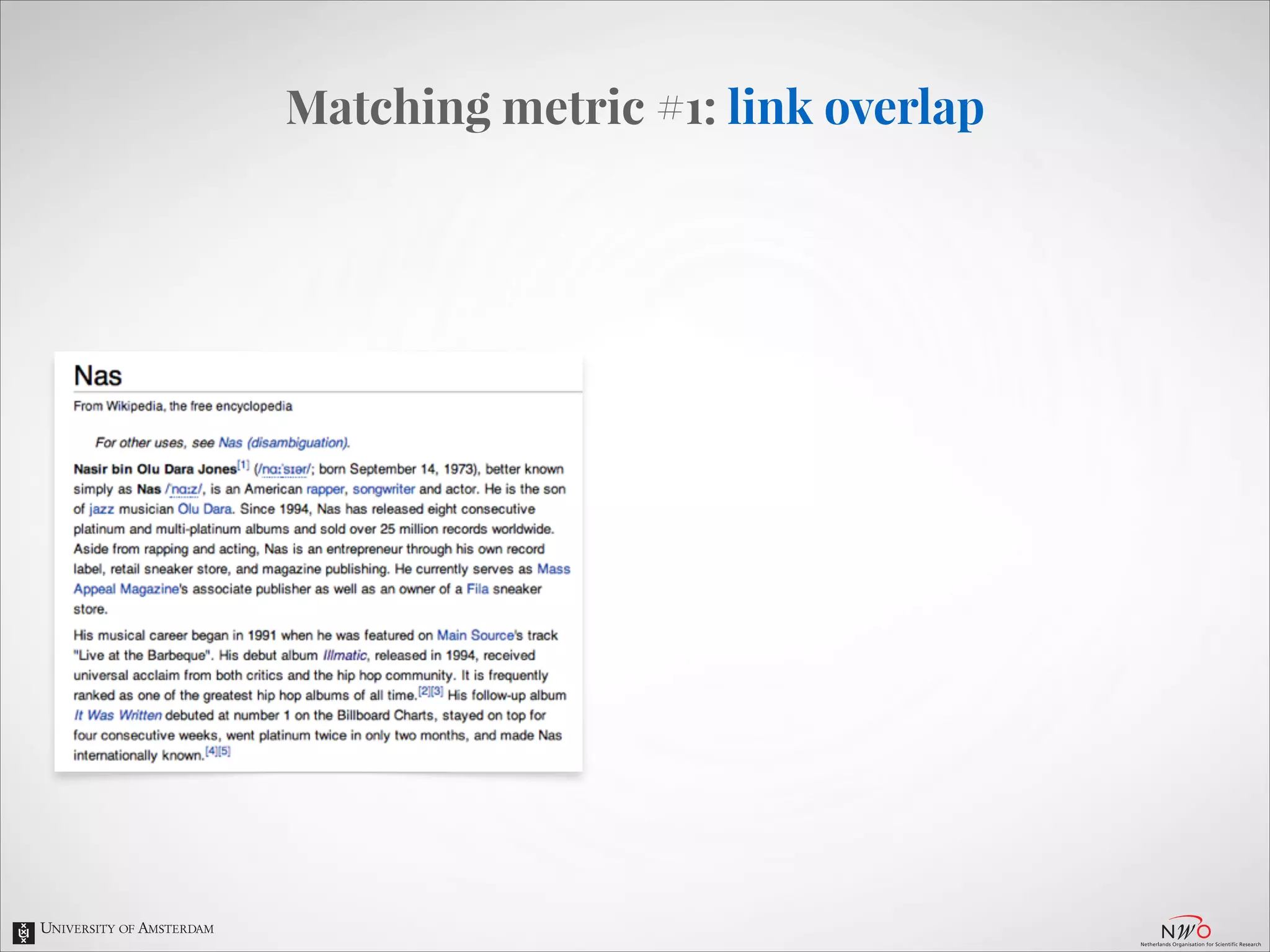 Matching metric #1: link overlap

 