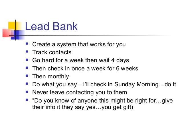Your lead bank