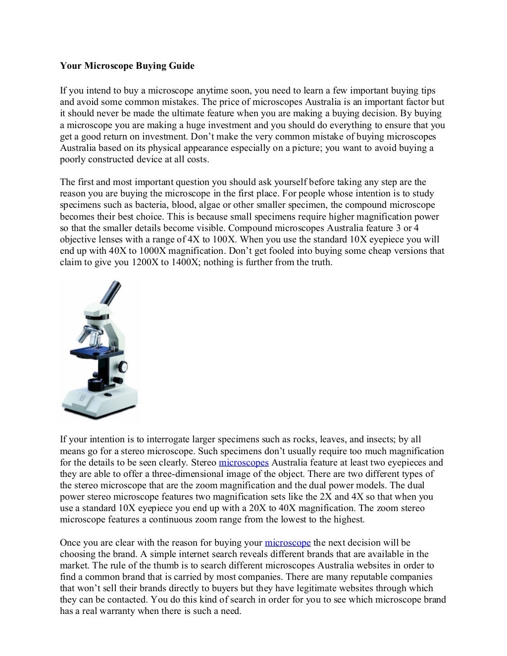 Your microscope buying guide