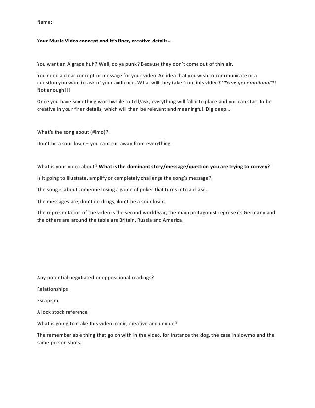 Your music video concept