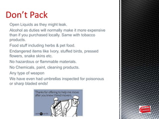 International Moving, The Packing List | PPTX
