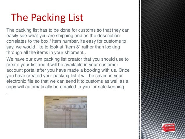 International Moving The Packing List