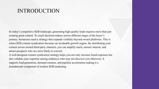 B2B Content Syndication Strategy : Guide | PPTX