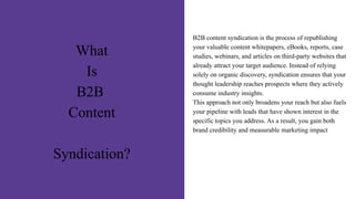 B2B Content Syndication Strategy : Guide | PPTX