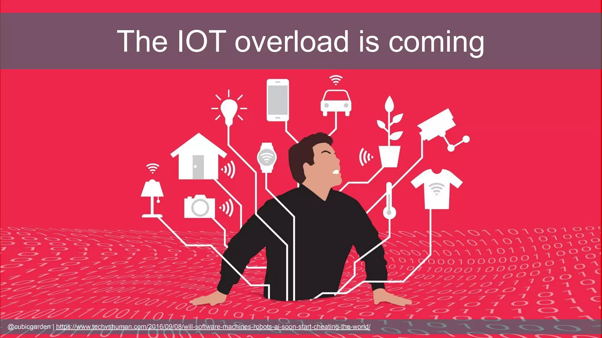 The IOT overload is coming
@cubicgarden | https://www.techvshuman.com/2016/09/08/will-software-machines-robots-ai-soon-start-cheating-the-world/
 