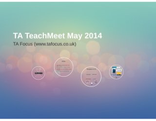 Teaching Assistant TeachMeet May 2014 - an introduction to TA Focus, an online courses, news and jobs portal for Teaching Assistants