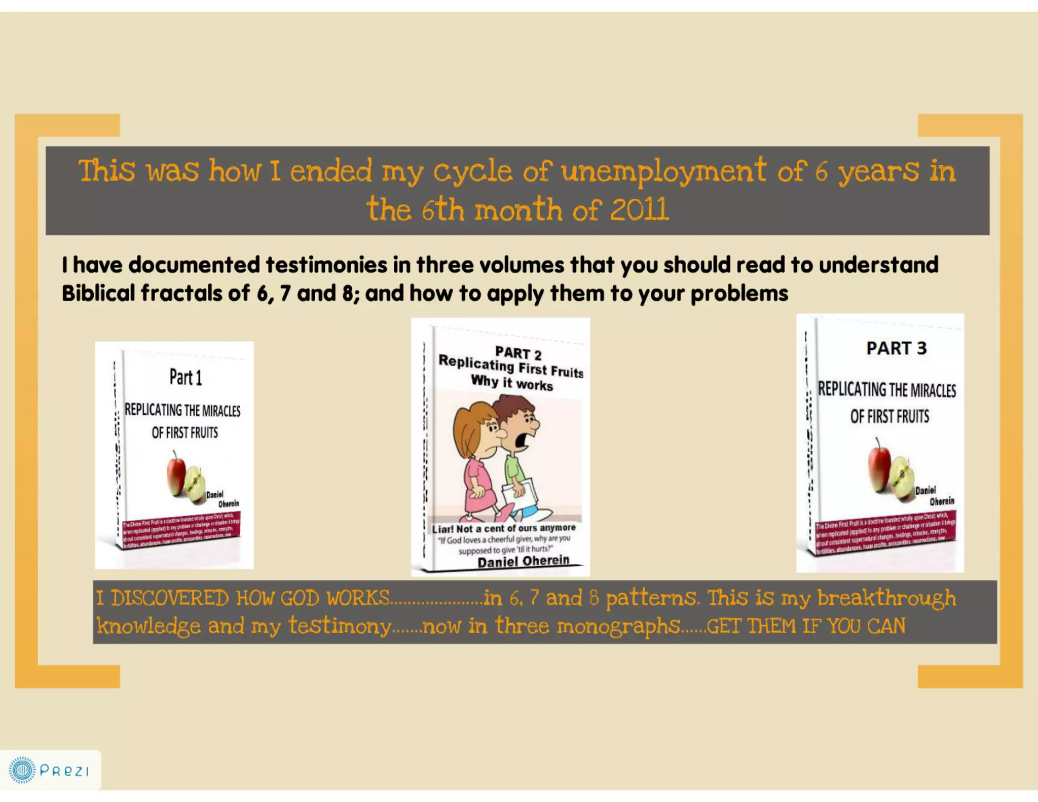 True testimony of how an offering of firstfruits broke yoke of six years of unemployment 