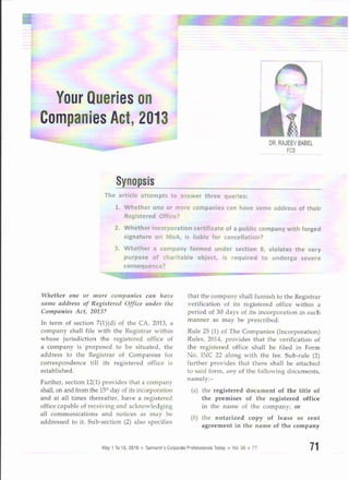 Your queries on companies act, 2013