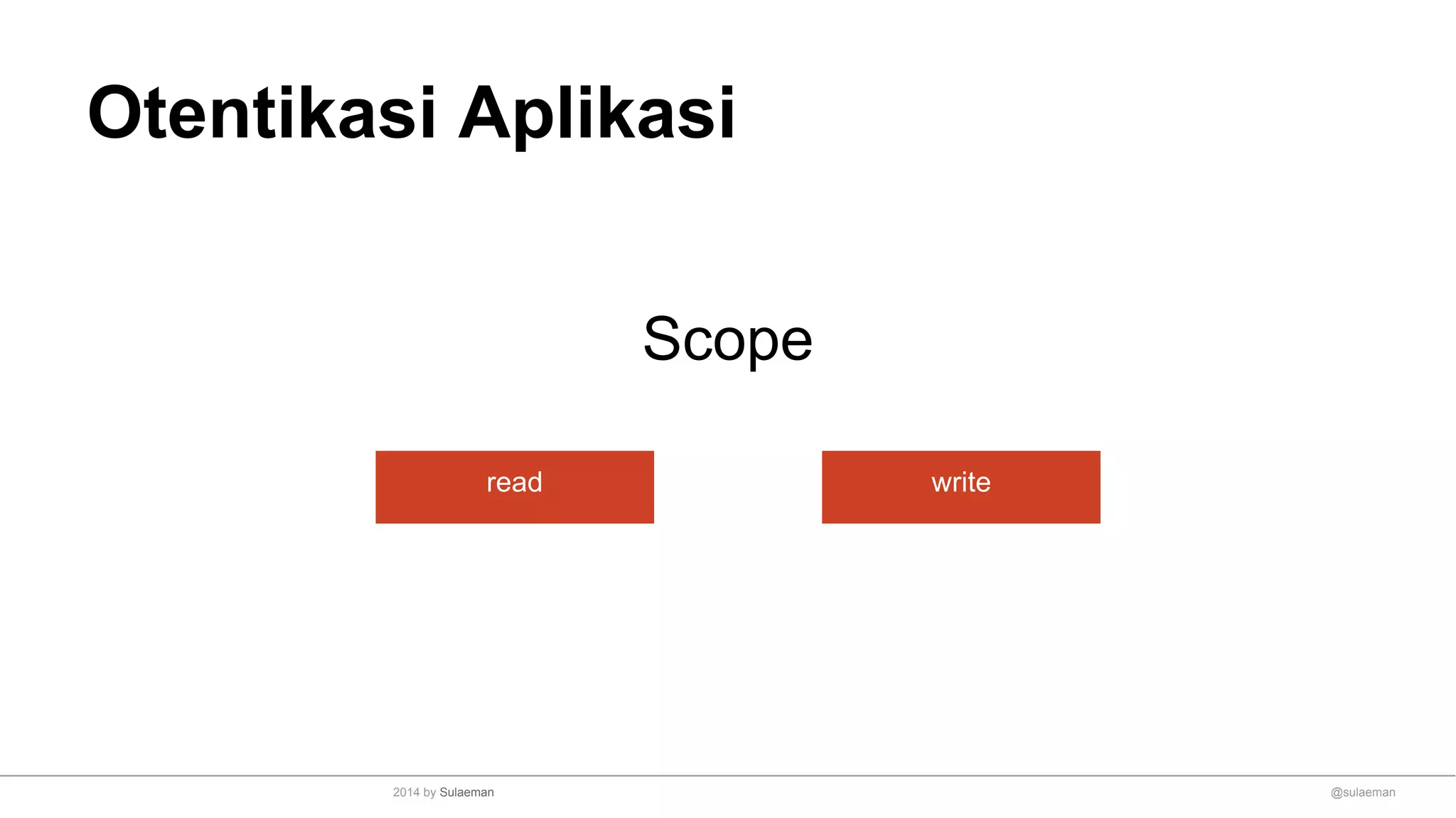 Otentikasi Aplikasi
Scope
read write
@sulaeman2014 by Sulaeman
 