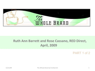 Ruth Ann Barrett and Rose Cassano, RED Direct, April, 2009   06/09/09 The Whole Brand by R.A.Barrett PART 1 of 2 