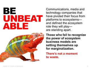 BE
UNBEAT
ABLE
Copyright © 2017 Accenture. All rights reserved. 14
Communications, media and
technology companies that
hav...