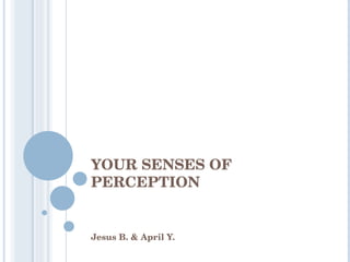 YOUR SENSES OF PERCEPTION Jesus B. & April Y. 