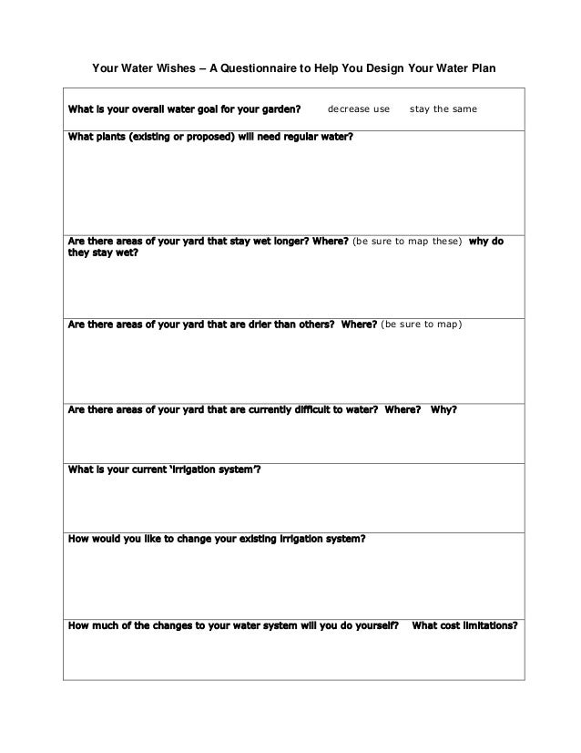 Your Water Goals questionnaire