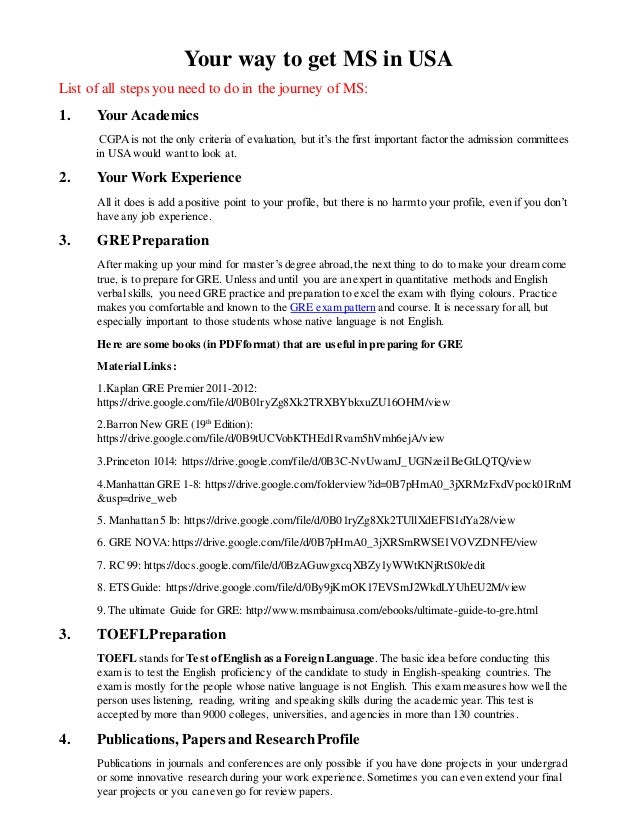 Your way to get MS in USA