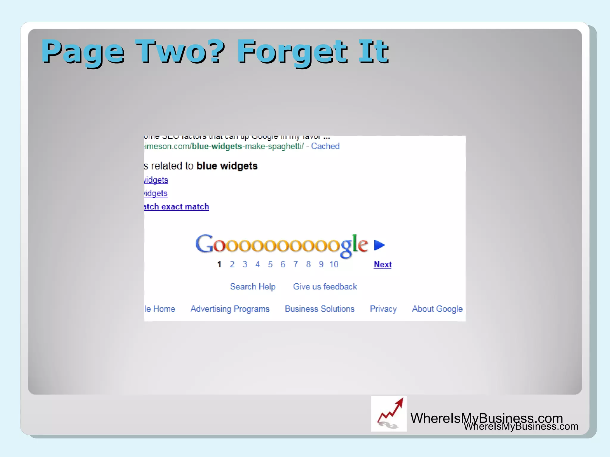 Page Two? Forget It WhereIsMyBusiness.com 