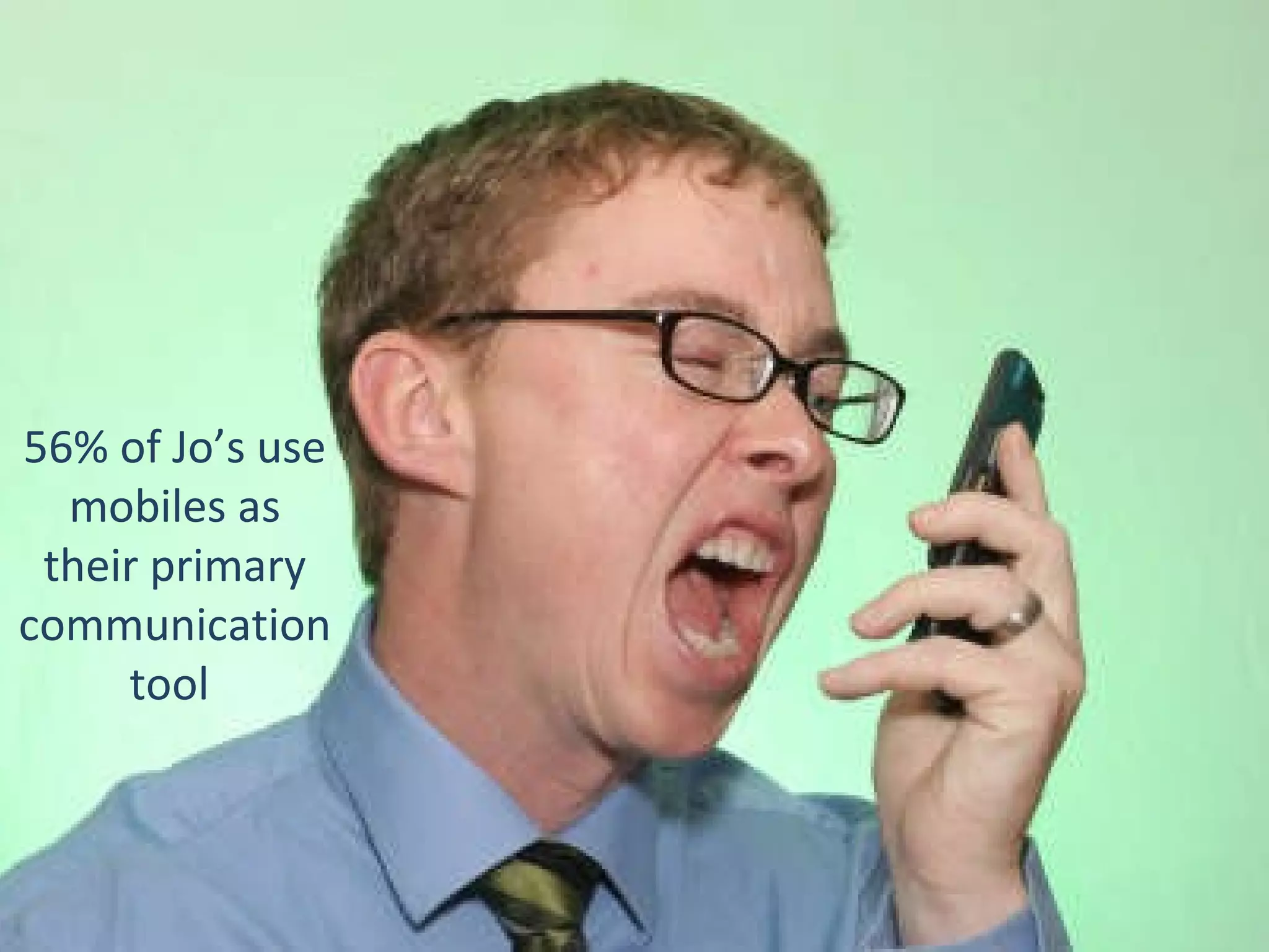 56% of Jo’s use mobiles as their primary communication tool  