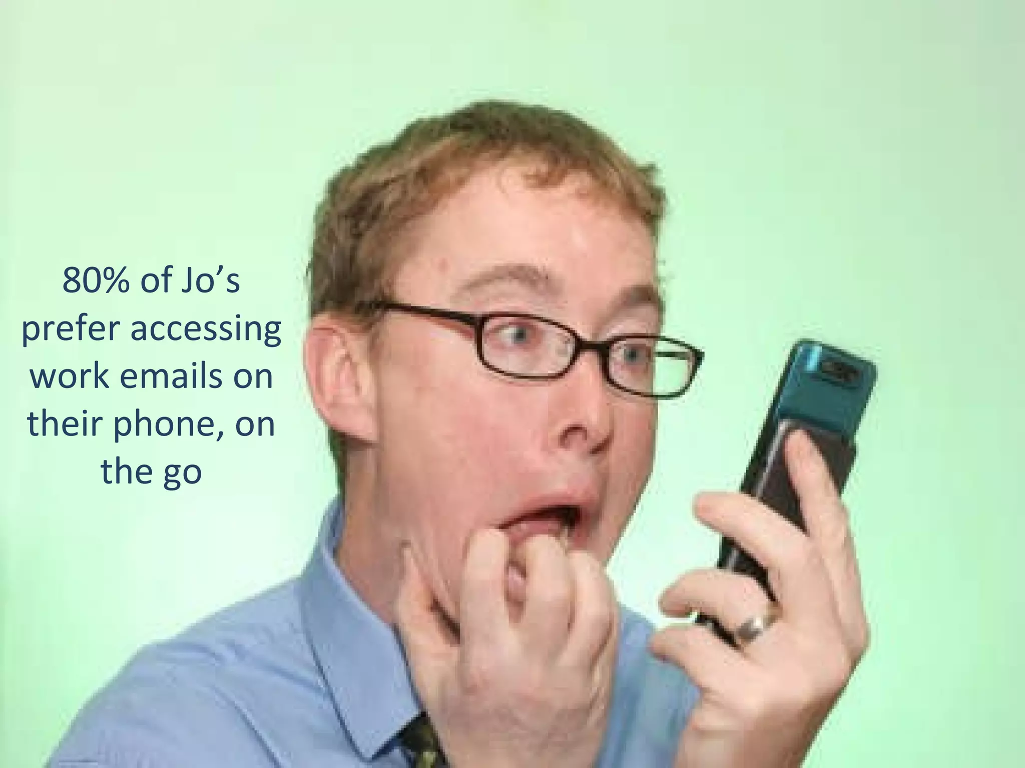 80% of Jo’s prefer accessing work emails on their phone, on the go 