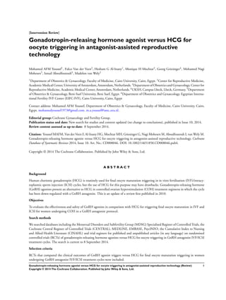 Gonadotropin-releasing hormone agonist versus HCG for oocyte triggering ...