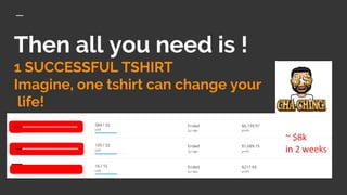 Then all you need is !
1 SUCCESSFUL TSHIRT
Imagine, one tshirt can change your
life!
 