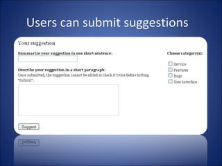 Users can submit suggestions 