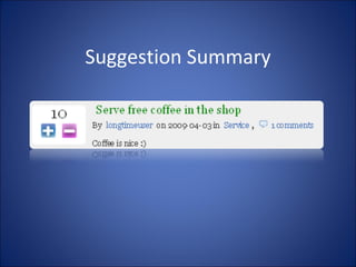 Suggestion Summary 