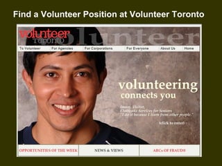 Find a Volunteer Position at Volunteer Toronto 