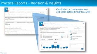 Practice Reports – Revision & Insights
• Candidates can revise questions
and check detailed insights as well
 