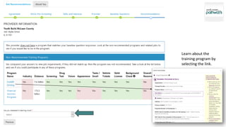 Learn about the
training program by
selecting the link.
 