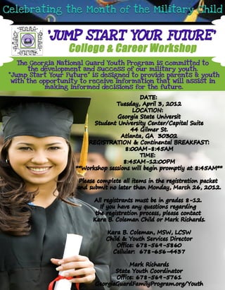 'Jump Start Your Future' College and Career Workshop Registration Flyer