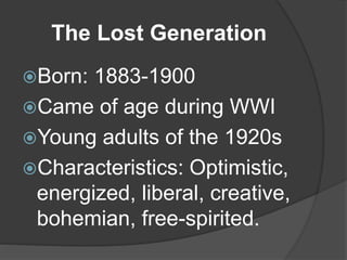 characteristics of lost generation