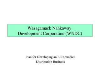 Wasagamack Nahkaway 
Development Corporation (WNDC) 
Plan for Developing an E-Commerce 
Distribution Business 
 