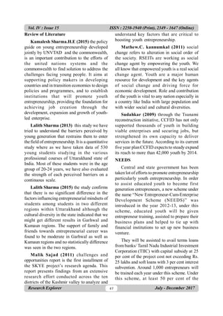 Youth entrepreneurship through needs in tamil nadu | PDF