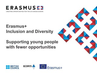 Erasmus+
Inclusion and Diversity
Supporting young people
with fewer opportunities
 