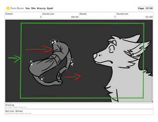 Scene
3
Duration
08:00
Panel
7
Duration
01:00
Dialog
Wolf: "Though the darkness lies before you."
Action Notes
The Fox looks taken aback as the quiver flies at them.
You The Starry Eyed Page 19/48
 