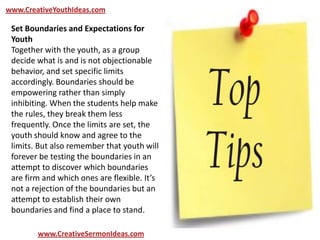 Youth Ideas - Tips for Working With Youth and Handling Discipline ...