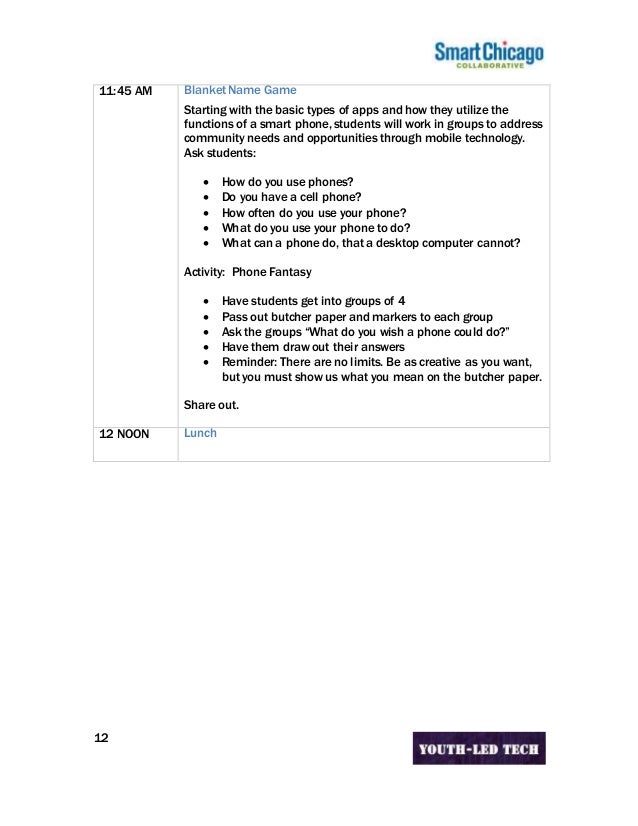 youth led tech curriculum all days word format what does the word format mean