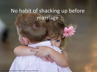 No habit of shacking up before
                          marriage




Young Adults Revealed Asian Report 2008 – Synovate /...