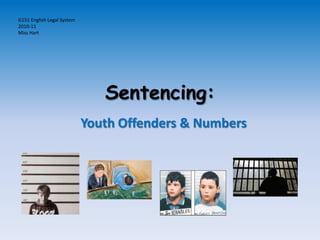 G151 English Legal System 2010-11 Miss Hart Sentencing: Youth Offenders & Numbers  