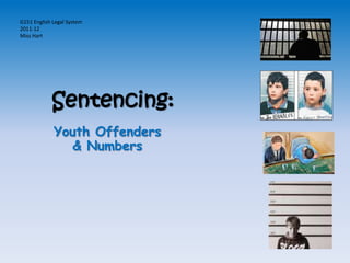 G151 English Legal System
2011-12
Miss Hart




            Sentencing:
             Youth Offenders
                & Numbers
 