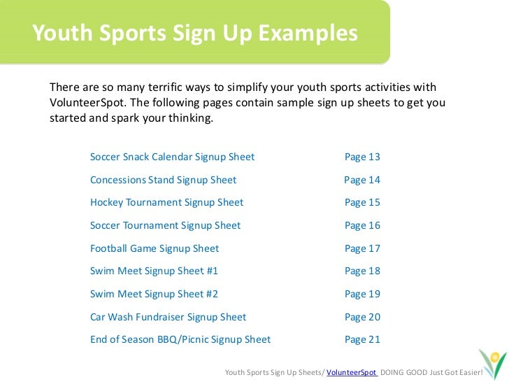 Online Sign Up Sheets for Youth Sports