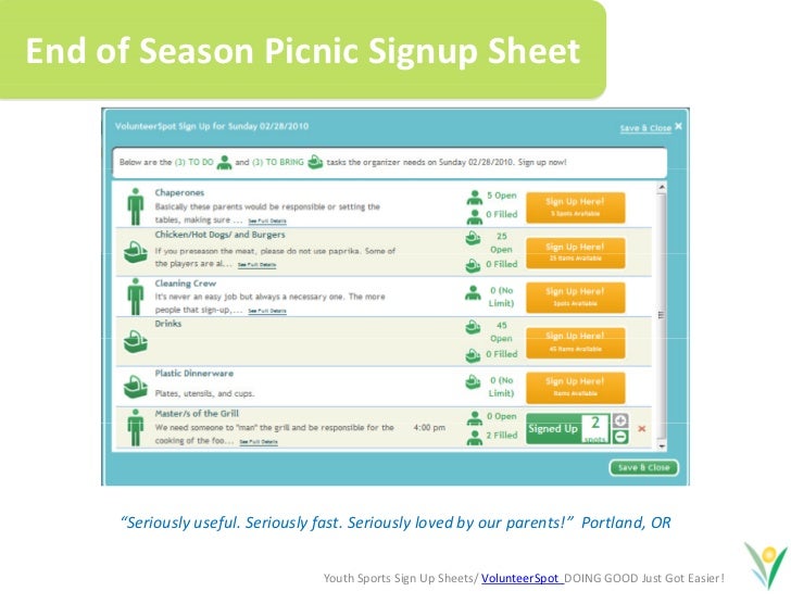 online sign up sheets for youth sports