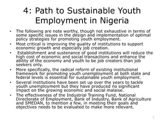 Youth Unemployment in Nigeria Challenges and Way Forward | PPTX