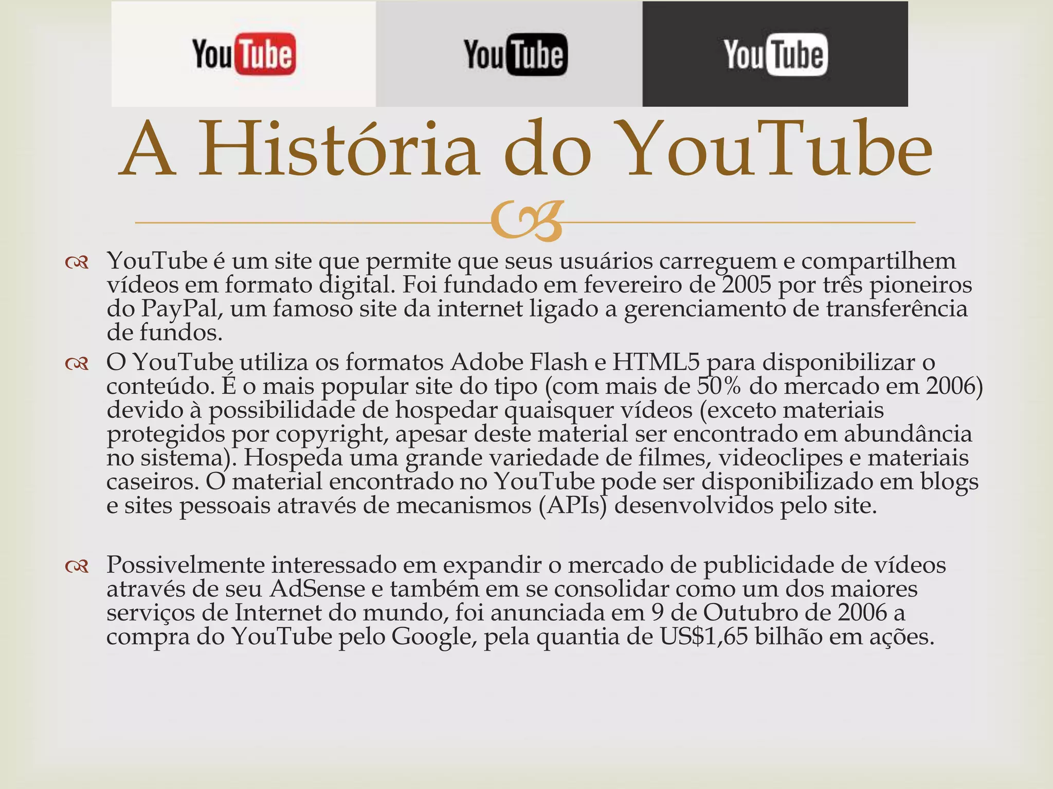 A História Do YouTube | PPT