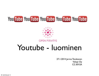 Youtube - luominen
27.1.2014 Jarmo Tanskanen
Valopi Oy
CC-BY-SA

26. tammikuuta 14

 
